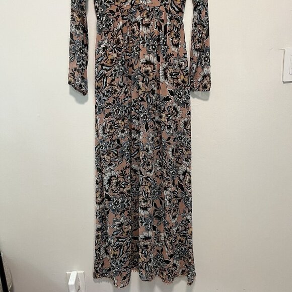 For Love & Lemons Grace Maxi Dress in Nude Floral Size Small - Picture 7 of 16